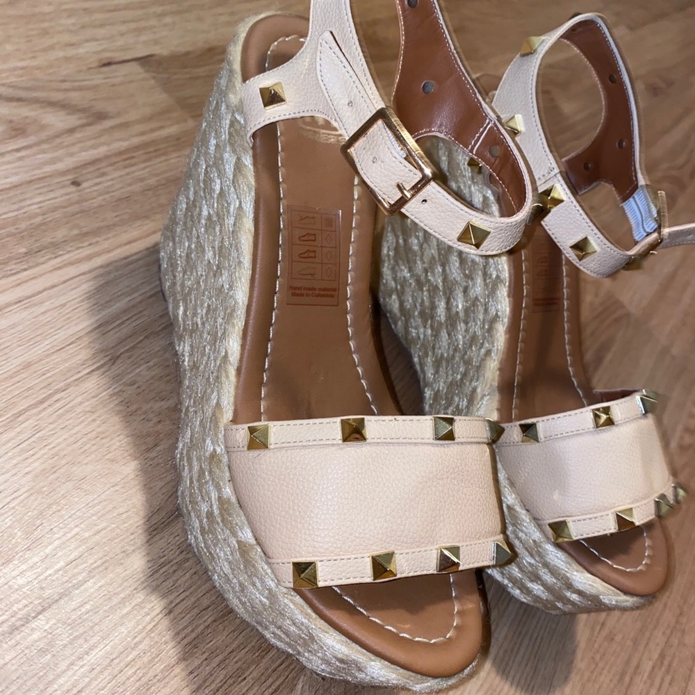 Studded wedge heels